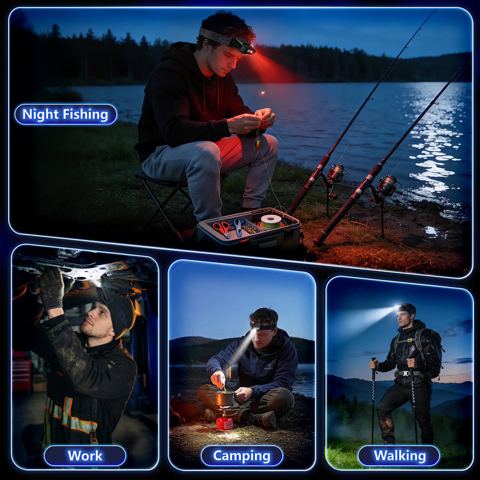 SAMUUN Hat Light - Ultra-Light 40g Headlamp with 146H Battery & IPX5 Waterproof, Clip On Flashlight for Camping, Hiking, Night Work (Outdoor Enthusiasts, Workers)