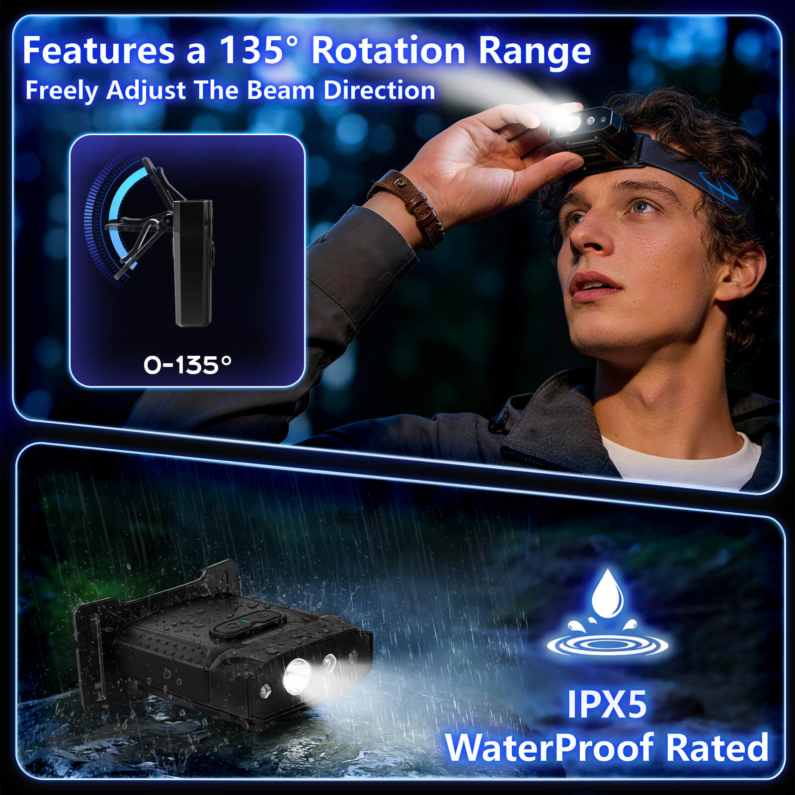 SAMUUN Hat Light - Ultra-Light 40g Headlamp with 146H Battery & IPX5 Waterproof, Clip On Flashlight for Camping, Hiking, Night Work (Outdoor Enthusiasts, Workers)